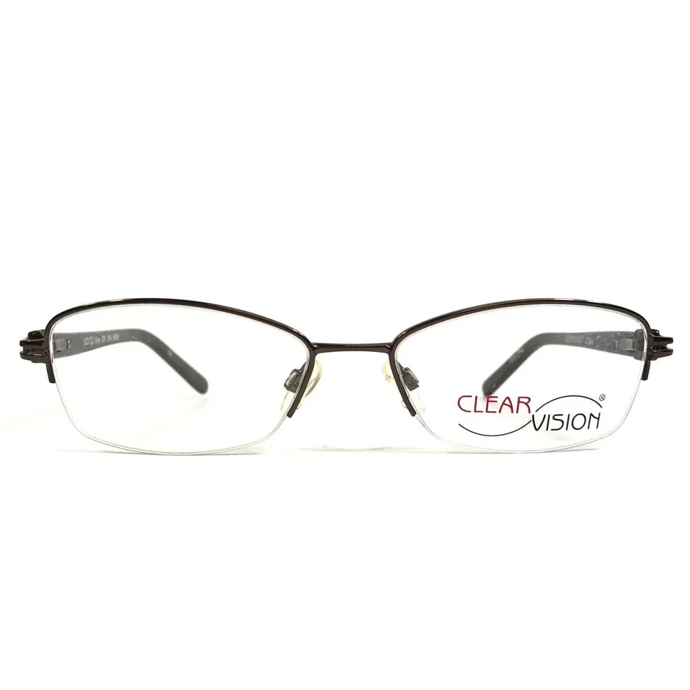Clear Vision Eyeglasses Frames CORA BROWN Cat Eye Half Rim 53-17-135